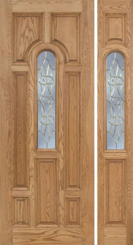 WDMA 50x96 Door (4ft2in by 8ft) Exterior Oak Carrick Single Door/1side w/ OL Glass - 8ft Tall 1