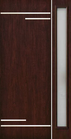WDMA 50x96 Door (4ft2in by 8ft) Exterior Cherry 96in Contemporary Stainless Steel Bars Single Fiberglass Entry Door Sidelight FC874SS 1