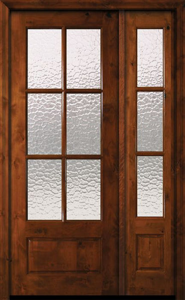 WDMA 50x96 Door (4ft2in by 8ft) Exterior Knotty Alder 36in x 96in 6 Lite TDL Estancia Alder Door /1side w/Textured Glass 1