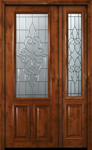 WDMA 50x96 Door (4ft2in by 8ft) Exterior Knotty Alder 36in x 96in 2/3 Lite Courtlandt Alder Door /1side 1