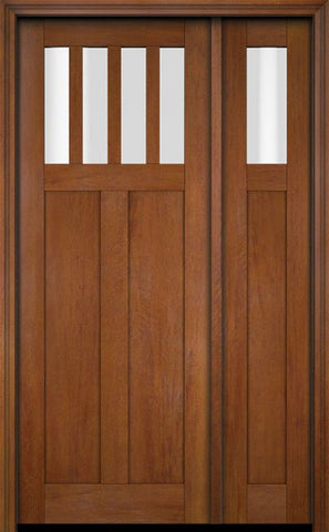 WDMA 51x80 Door (4ft3in by 6ft8in) Exterior Swing Mahogany 4 Horizontal Lite Craftsman Single Entry Door Sidelight 4