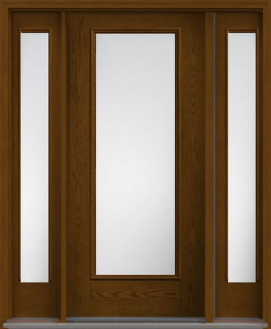 WDMA 52x80 Door (4ft4in by 6ft8in) Patio Oak Clear Full Lite W/ Stile Lines Fiberglass Exterior Door 2 Sides 1