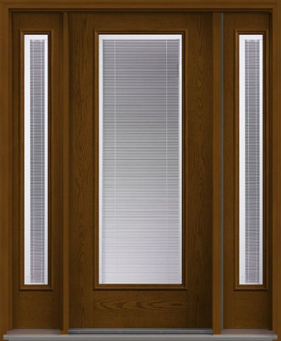 WDMA 52x80 Door (4ft4in by 6ft8in) Patio Oak ODL Raise/Tilt Full Lite W/ Stile Lines Fiberglass Exterior Door 2 Sides 1
