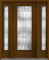 WDMA 52x80 Door (4ft4in by 6ft8in) Exterior Oak Crystalline Full Lite W/ Stile Lines Fiberglass Door 2 Sides 1