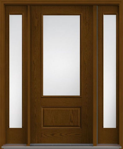 WDMA 52x80 Door (4ft4in by 6ft8in) Patio Oak Clear 3/4 Lite 1 Panel Fiberglass Exterior Door 2 Sides 1