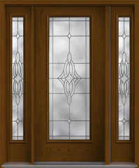 WDMA 52x80 Door (4ft4in by 6ft8in) Exterior Oak Wellesley Full Lite W/ Stile Lines Fiberglass Door 2 Sides 1