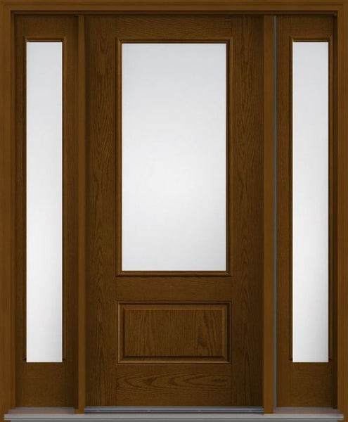 WDMA 52x80 Door (4ft4in by 6ft8in) Patio Oak Low-E 3/4 Lite 1 Panel Fiberglass Exterior Door 2 Sides 1
