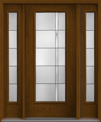 WDMA 52x80 Door (4ft4in by 6ft8in) Exterior Oak Axis Full Lite W/ Stile Lines Fiberglass Door 2 Sides HVHZ Impact 1