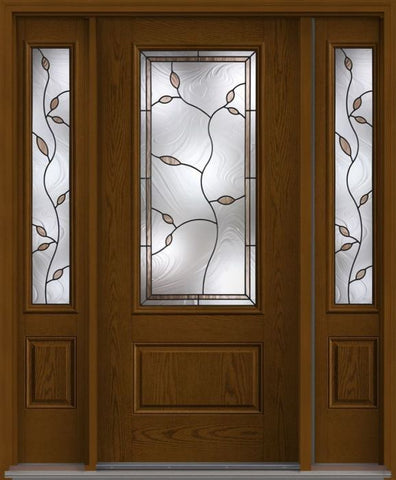 WDMA 52x80 Door (4ft4in by 6ft8in) Exterior Oak Avonlea 3/4 Lite 1 Panel Fiberglass Door 2 Sides 1
