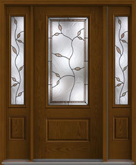 WDMA 52x80 Door (4ft4in by 6ft8in) Exterior Oak Avonlea 3/4 Lite 1 Panel Fiberglass Door 2 Sides 1