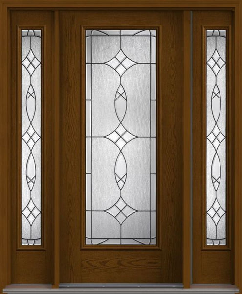 WDMA 52x80 Door (4ft4in by 6ft8in) Exterior Oak Blackstone Full Lite W/ Stile Lines Fiberglass Door 2 Sides 1