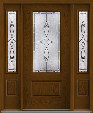 WDMA 52x80 Door (4ft4in by 6ft8in) Exterior Oak Blackstone 3/4 Lite 1 Panel Fiberglass Door 2 Sides 1