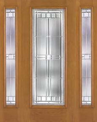 WDMA 52x80 Door (4ft4in by 6ft8in) Exterior Oak Fiberglass Impact Door Full Lite Saratoga 6ft8in 2 Sidelight 1