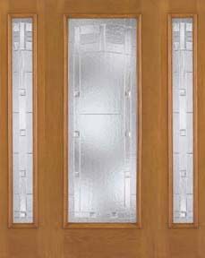WDMA 52x80 Door (4ft4in by 6ft8in) Exterior Oak Fiberglass Impact Door Full Lite Maple Park 6ft8in 2 Sidelight 1