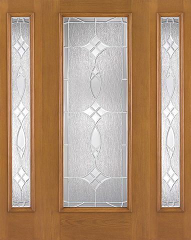 WDMA 52x80 Door (4ft4in by 6ft8in) Exterior Oak Fiberglass Impact Door Full Lite Blackstone 6ft8in 2 Sidelight 1