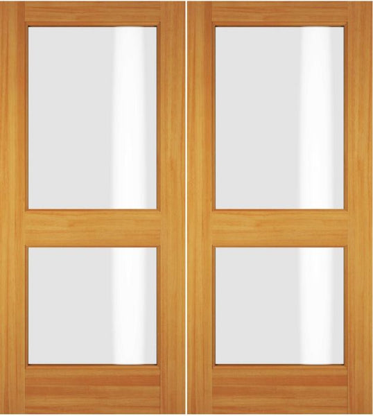 WDMA 52x96 Door (4ft4in by 8ft) Exterior Swing Cherry Wood 2 Lite Double Door 1