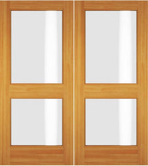 WDMA 52x96 Door (4ft4in by 8ft) Exterior Swing Cherry Wood 2 Lite Double Door 1