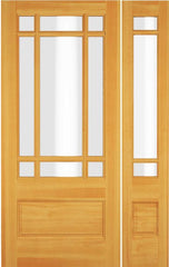 WDMA 52x96 Door (4ft4in by 8ft) Exterior Swing Hickory Wood 3/4 Lite Prairie Single Door / 1 Sidelight 1