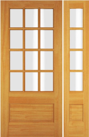 WDMA 52x96 Door (4ft4in by 8ft) Exterior Swing Walnut Wood 3/4 Lite 12 Lite Single Door / 1 Sidelight 1