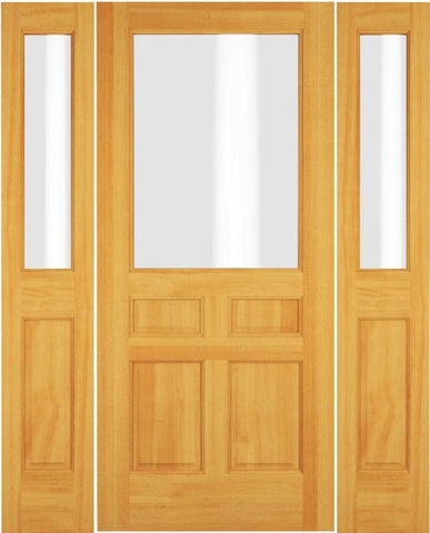 WDMA 52x96 Door (4ft4in by 8ft) Exterior Swing Mahogany Sapele Wood 1/2 Lite Single Door / 2 Sidelight 1