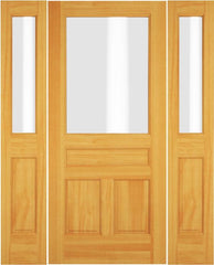 WDMA 52x96 Door (4ft4in by 8ft) Exterior Swing Hemlock Wood 1/2 Lite Single Door / 2 Sidelight 1