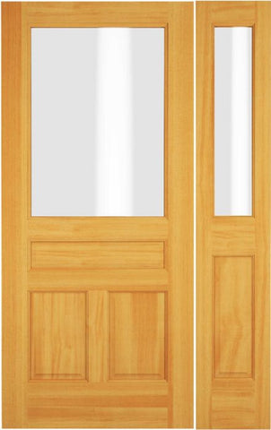 WDMA 52x96 Door (4ft4in by 8ft) Exterior Swing Mahogany Sapele Wood 1/2 Lite Single Door / 1 Sidelight 1