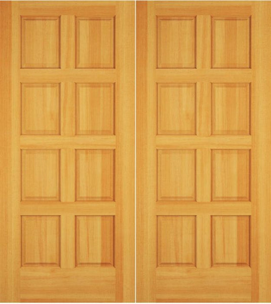 WDMA 52x96 Door (4ft4in by 8ft) Exterior Swing Walnut Wood 8 Panel Rustic Double Door 1