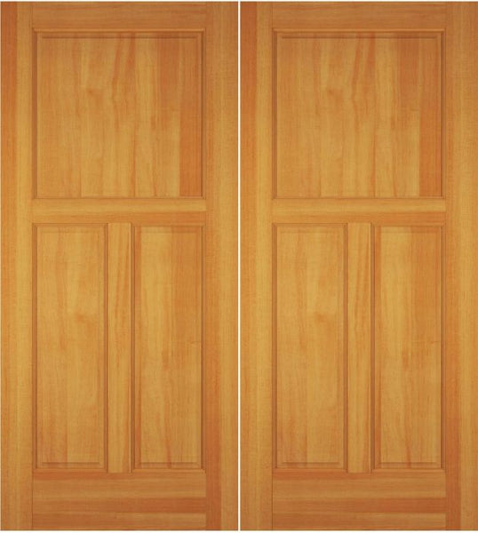 WDMA 52x96 Door (4ft4in by 8ft) Exterior Swing Alder Wood 3 Panel Colonial Double Door 1