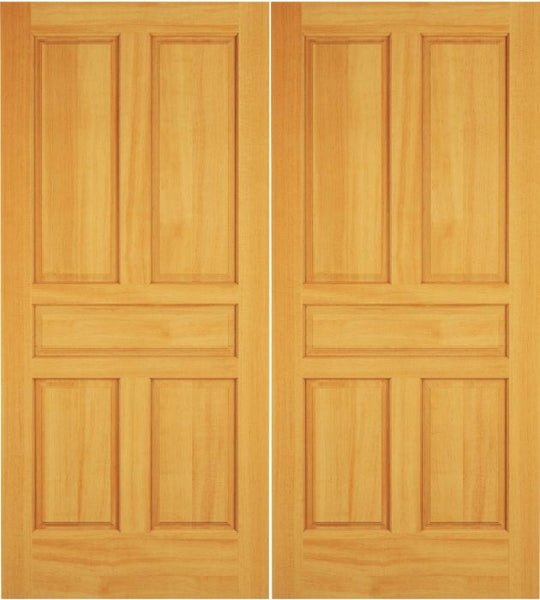 WDMA 52x96 Door (4ft4in by 8ft) Exterior Swing Cherry Wood 5 Panel Rustic Double Door 1