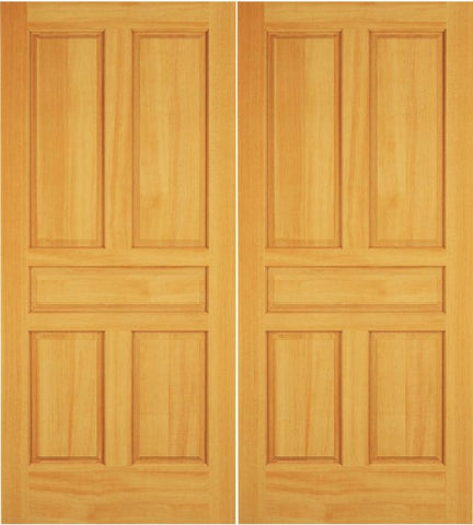 WDMA 52x96 Door (4ft4in by 8ft) Exterior Swing Cherry Wood 5 Panel Rustic Double Door 1