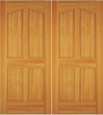 WDMA 52x96 Door (4ft4in by 8ft) Exterior Swing Walnut Wood 4 Panel Arch Panel Double Door 1
