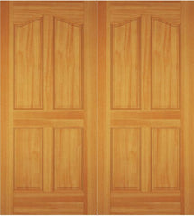 WDMA 52x96 Door (4ft4in by 8ft) Exterior Swing Walnut Wood 4 Panel Arch Panel Double Door 1