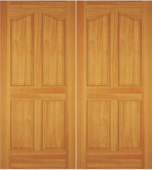 WDMA 52x96 Door (4ft4in by 8ft) Exterior Swing Walnut Wood 4 Panel Arch Panel Double Door 1