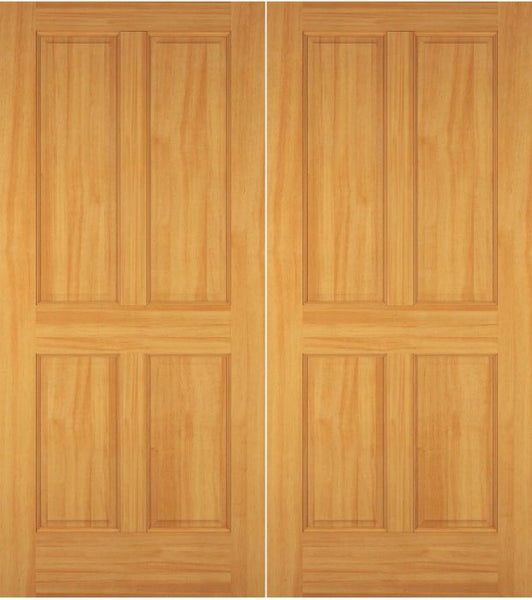 WDMA 52x96 Door (4ft4in by 8ft) Exterior Swing Maple Wood 4 Panel Colonial Double Door 1