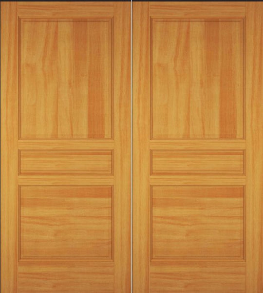 WDMA 52x96 Door (4ft4in by 8ft) Exterior Swing Pine Wood 3 Panel Double Door 1