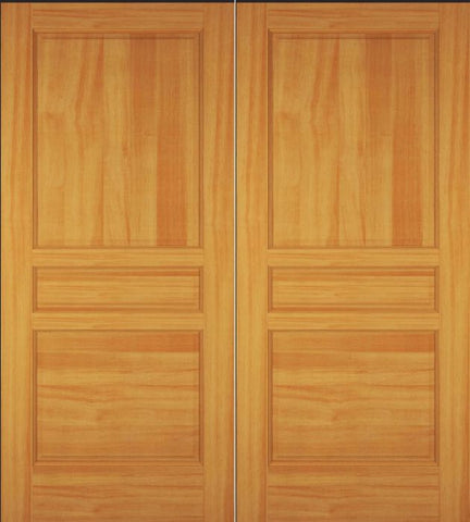 WDMA 52x96 Door (4ft4in by 8ft) Exterior Swing Pine Wood 3 Panel Double Door 1