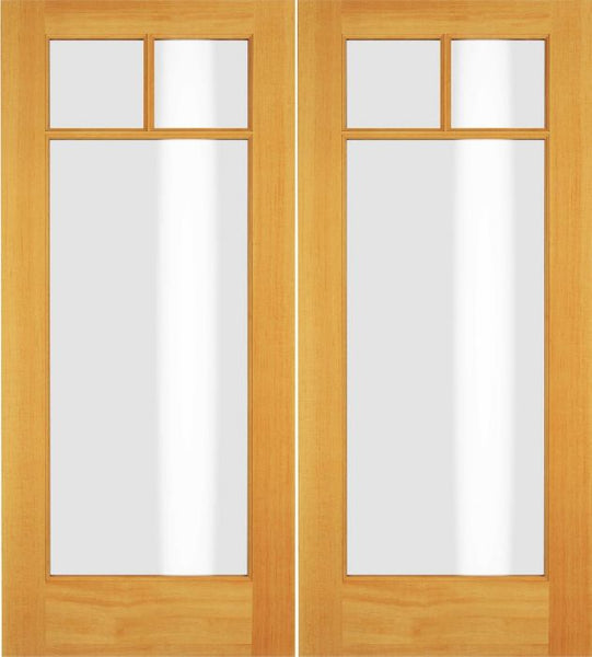 WDMA 52x96 Door (4ft4in by 8ft) Exterior Swing Pine Wood Full Lite Craftsman Arts and Craft Double Door 1