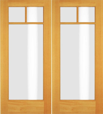WDMA 52x96 Door (4ft4in by 8ft) Exterior Swing Pine Wood Full Lite Craftsman Arts and Craft Double Door 1