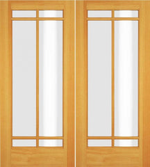 WDMA 52x96 Door (4ft4in by 8ft) Exterior Swing Poplar Wood Full Lite Prairie Arts and Craft Double Door 1