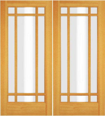 WDMA 52x96 Door (4ft4in by 8ft) Exterior Swing Hemlock Wood Full Lite Prairie Arts and Craft Double Door 1