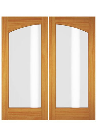 WDMA 52x96 Door (4ft4in by 8ft) Exterior Swing Fir Wood Full Lite Arch Lite Double Door 1