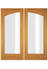 WDMA 52x96 Door (4ft4in by 8ft) Exterior Swing Fir Wood Full Lite Arch Lite Double Door 1