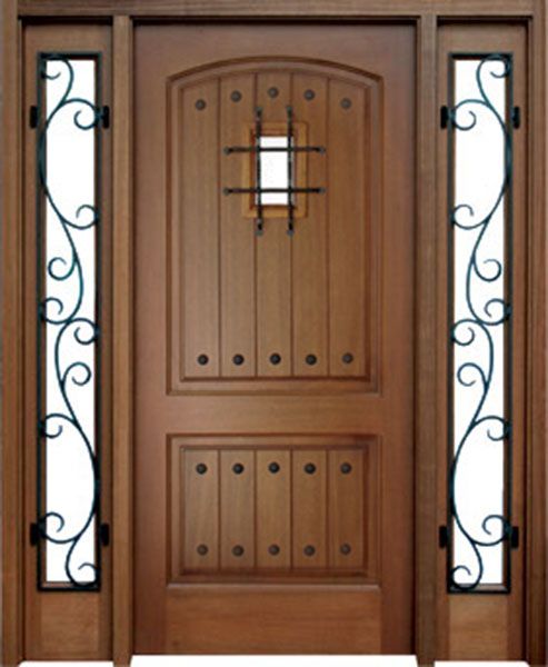 WDMA 52x96 Door (4ft4in by 8ft) Exterior Mahogany Decatur Hendersonville Impact Single Door/2Sidelight w Speakeasy 1