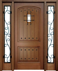 WDMA 52x96 Door (4ft4in by 8ft) Exterior Mahogany Decatur Hendersonville Impact Single Door/2Sidelight w Speakeasy 1