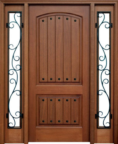 WDMA 52x96 Door (4ft4in by 8ft) Exterior Mahogany Decatur Hendersonville Impact Single Door/2Sidelight 1