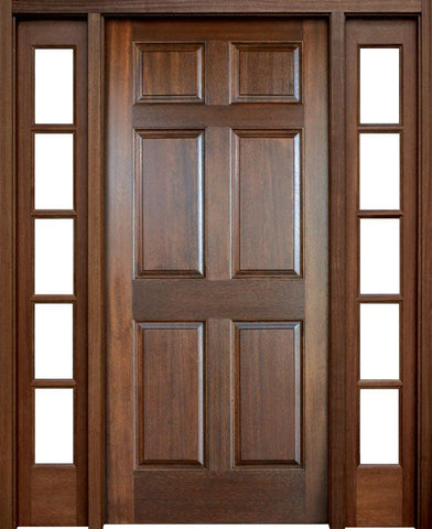 WDMA 52x96 Door (4ft4in by 8ft) Exterior Mahogany Colonial Six Panel Impact Single Door/2Sidelight 1