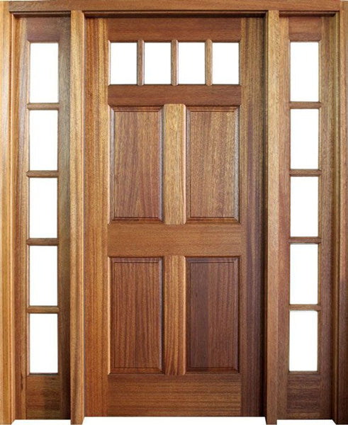 WDMA 52x96 Door (4ft4in by 8ft) Exterior Mahogany Louisburg SDL 4 Lite Impact Single Door/2Sidelight 1