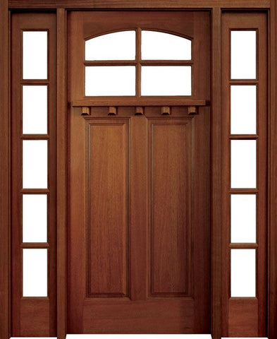 WDMA 52x96 Door (4ft4in by 8ft) Exterior Mahogany Craftman Lakewood SDL 4 Lite Impact Single Door/2Sidelight 1