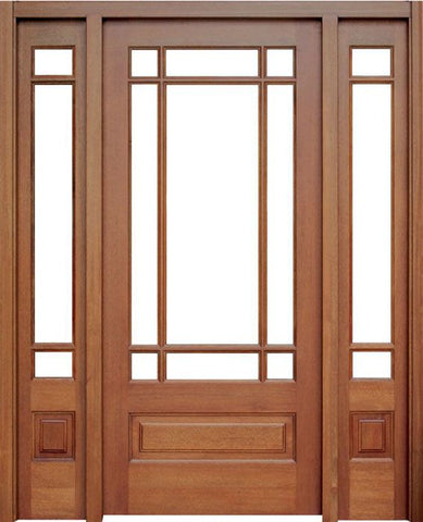 WDMA 52x96 Door (4ft4in by 8ft) Exterior Mahogany Madison SDL 9 Lite Impact Single Door/2Sidelight 1