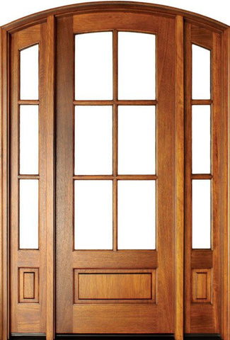 WDMA 52x96 Door (4ft4in by 8ft) Patio Mahogany Alexandria Arched SDL 6 Lite Impact Single Door/2Sidelight Arch Top 1